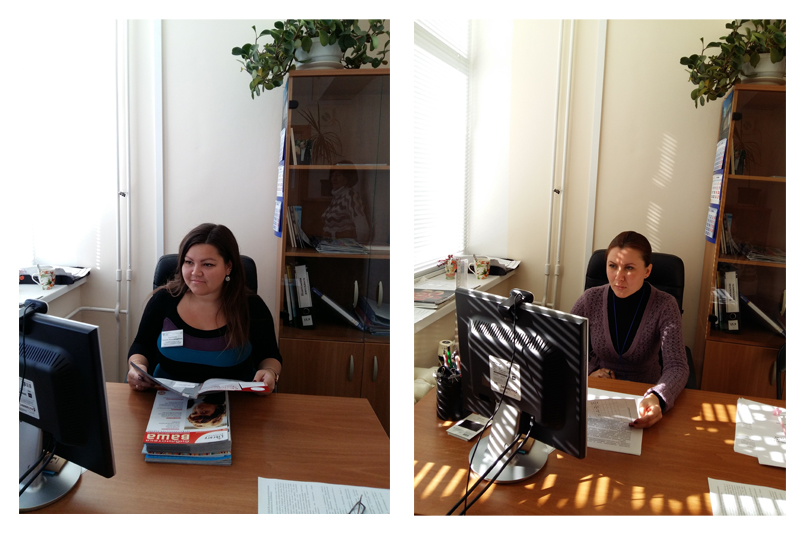 Главный библиотекарь научно-методического отдела Крымской республиканской универсальной научной библиотеки им. И. Я. Франко Татьяна Гузиковская и главный библиотекарь отдела городского абонемента Крымской республиканской универсальной научной библиотеки им. И. Я. Франко Анна Макеева