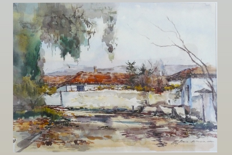 Осень в Карасубазаре. Бум., акв.