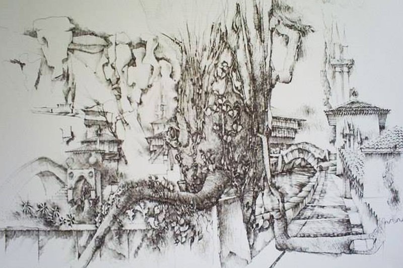 Бахчисарай, воспоминания. Бум., тушь, перо