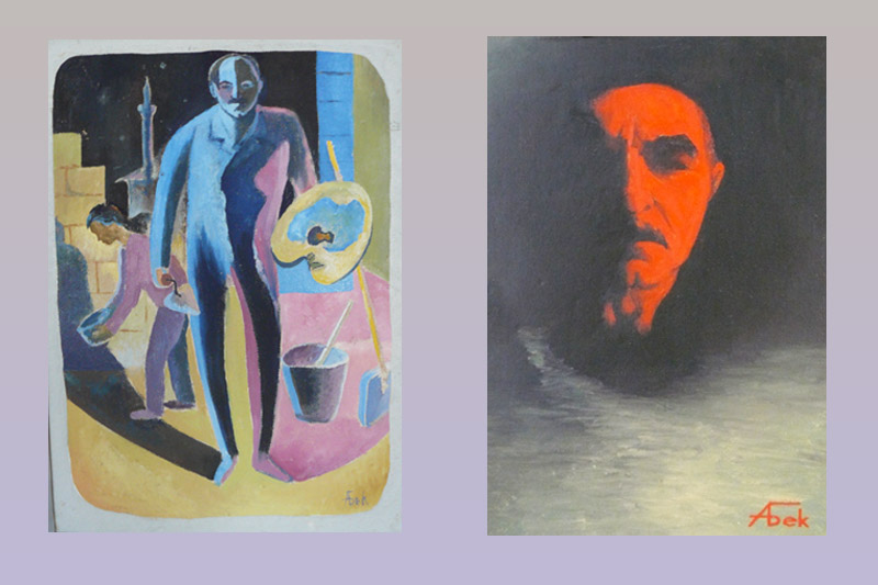 Две работы: Автопортрет. 2009. Х., м.; Автопортрет. 2012. Х., м.